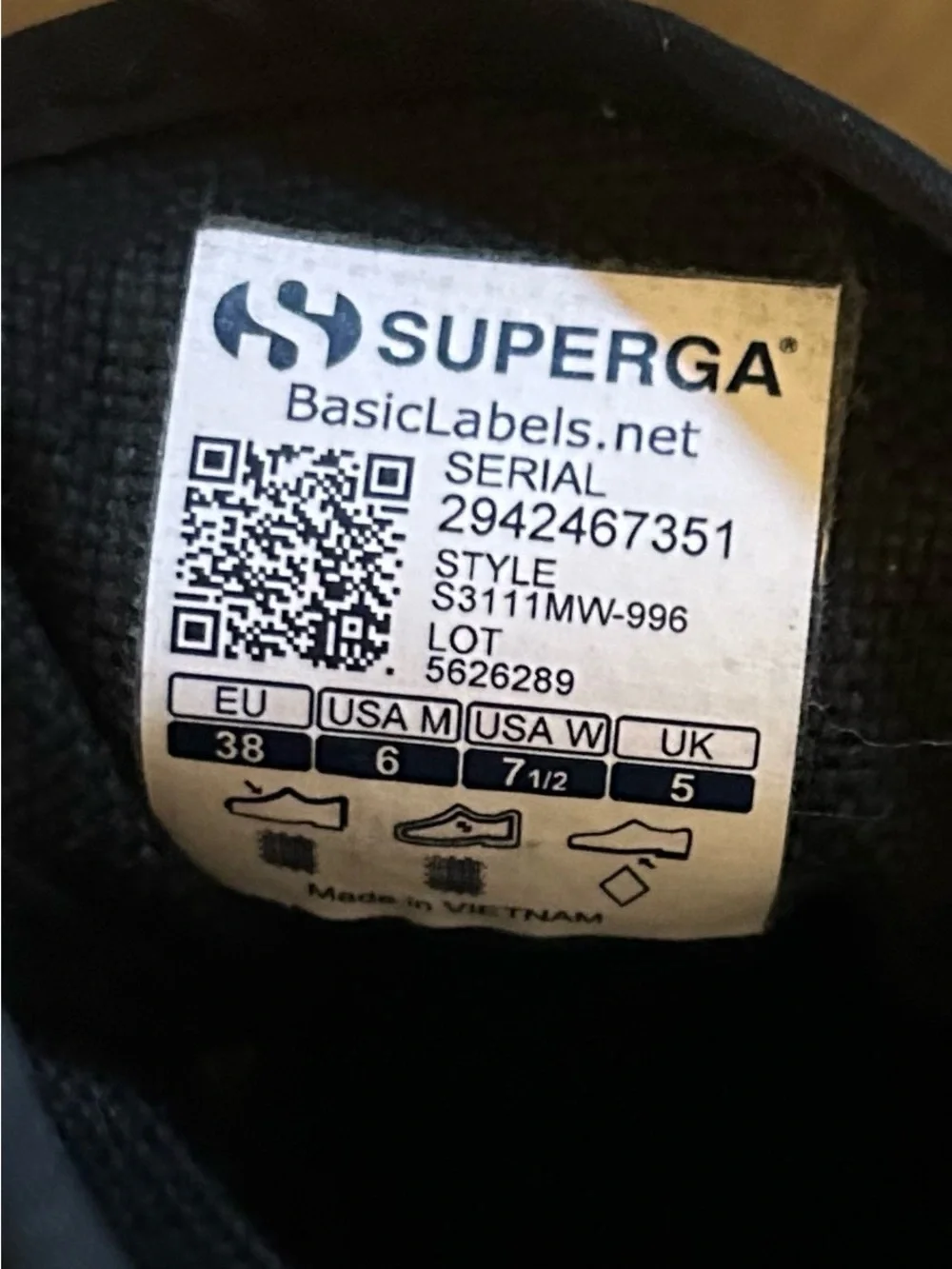 Superga High-Top Black Canvas Platform Sneakers with Black Soles, Women Size 7.5
